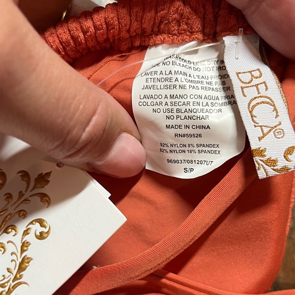 NWT Becca Pucker Up Ginger Orange Bikini Set Malia Halter Top Side Tie Bottom - Picture 12 of 16